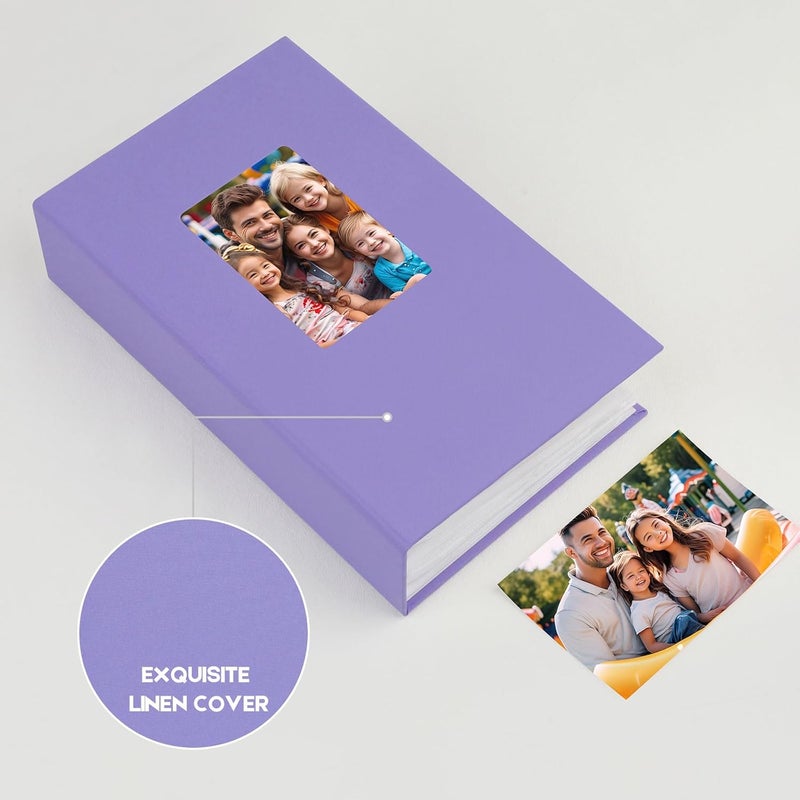 Aevdor 360 Pockets 4x6 Photo Album, Large Capacity Linen Cover Photo Album 4x6 Holds 360 Photos, Acid-free Pages Photo Albums with Front Window for Family Wedding Anniversary Baby Pictures (Purple) - Image 5